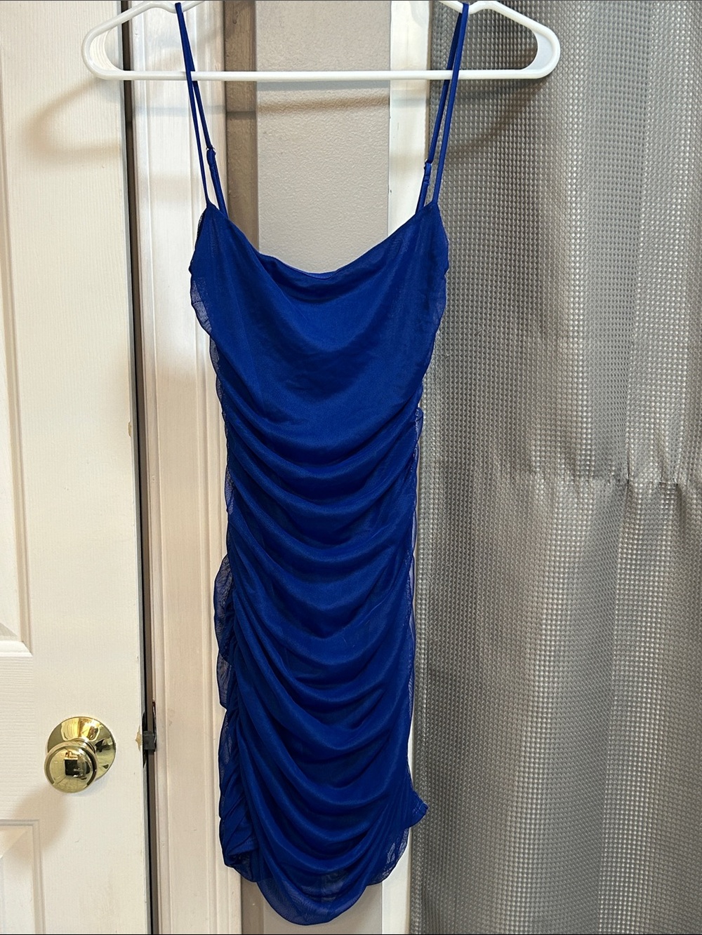 Lucy in the Sky Royal Blue Ruched Mini Dress